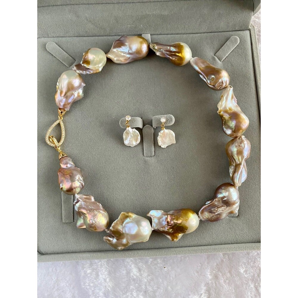 Amazing 18x30mm rare Huge Flameball baroque pearl necklace  New in box